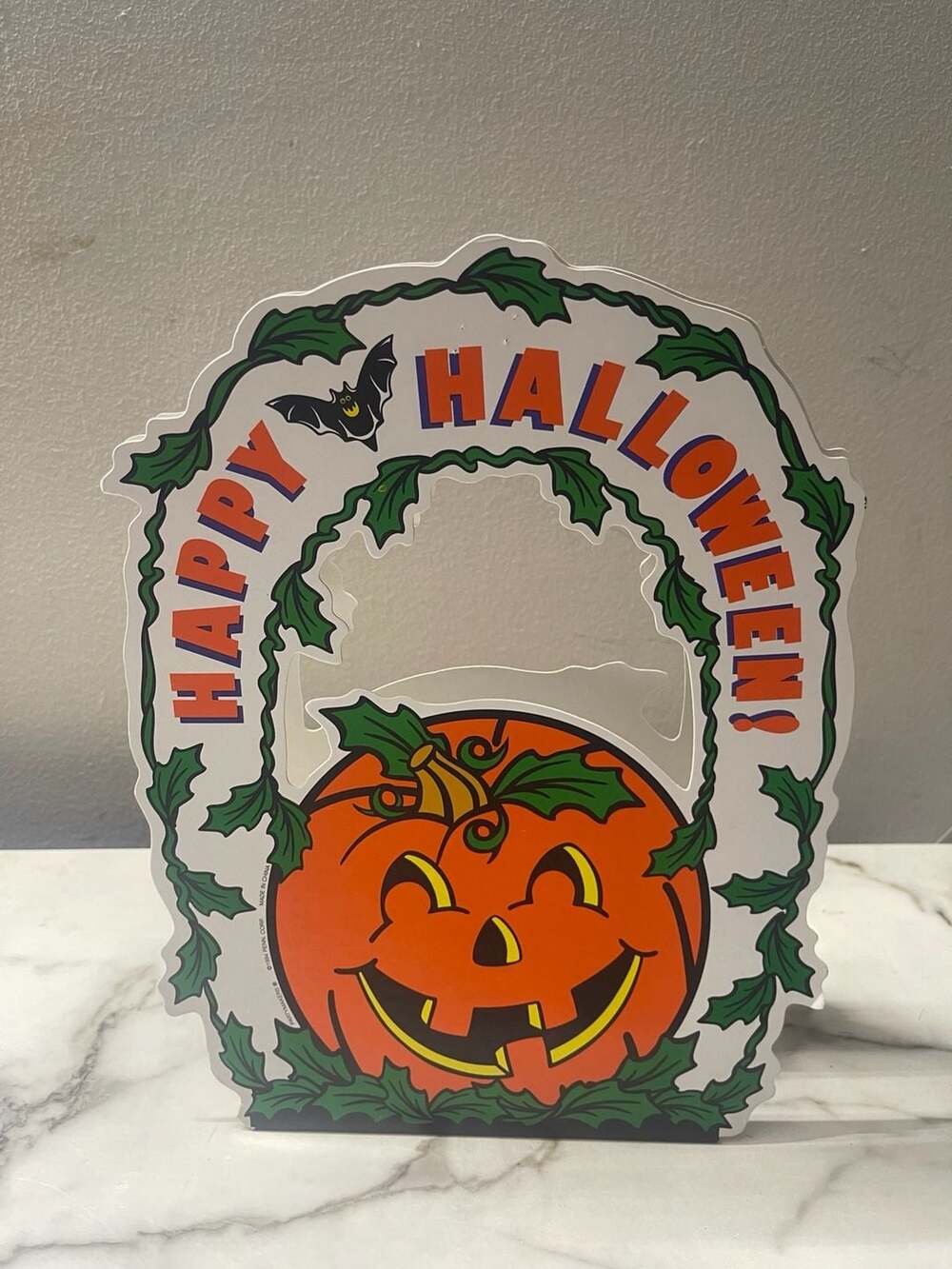 Vintage 1994 Partymakers Pumpkin Happy Halloween Sign